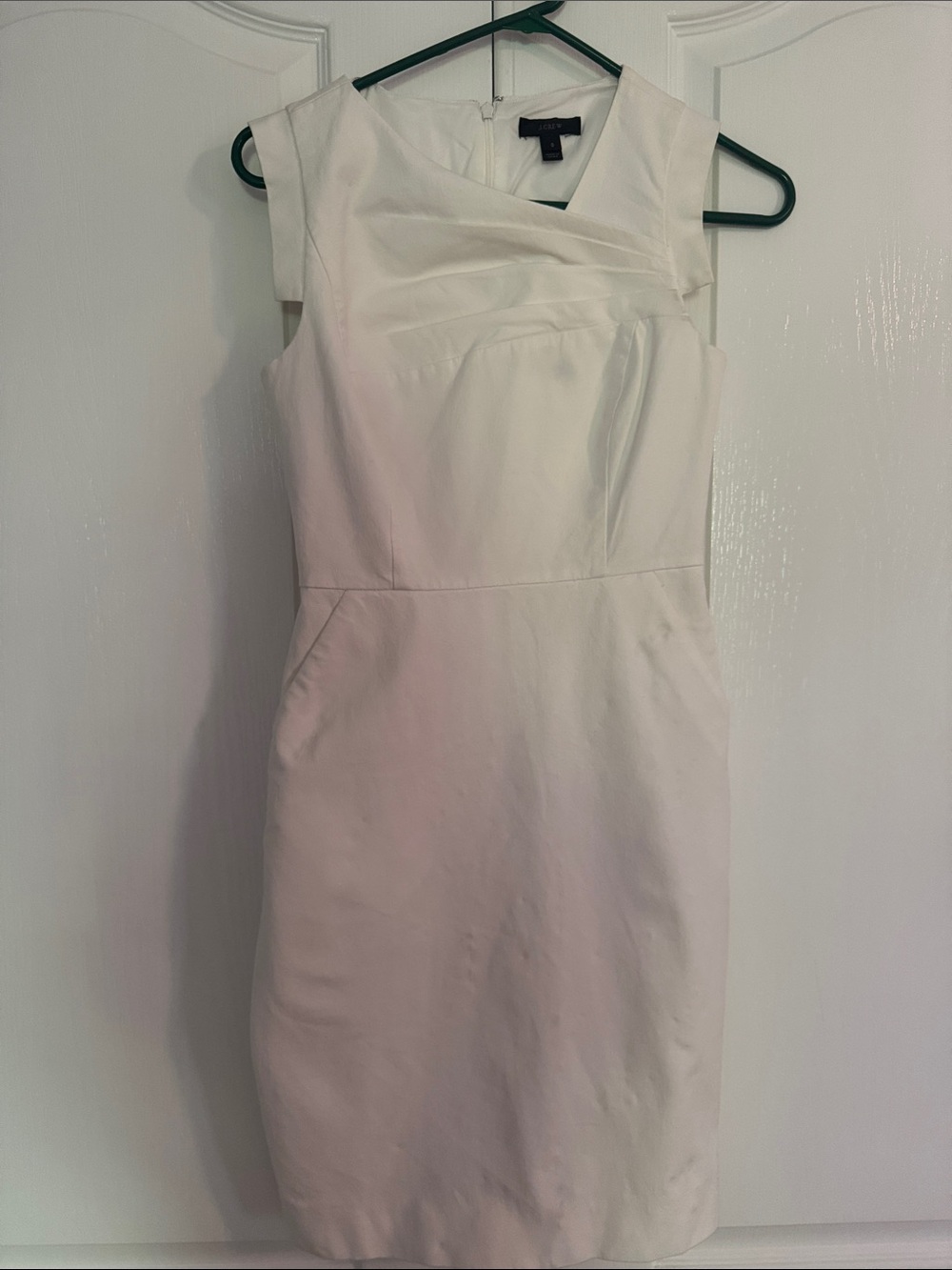 J. Crew Size 0 White Sleeveless Sheath Dress - Classic Tailored Fit